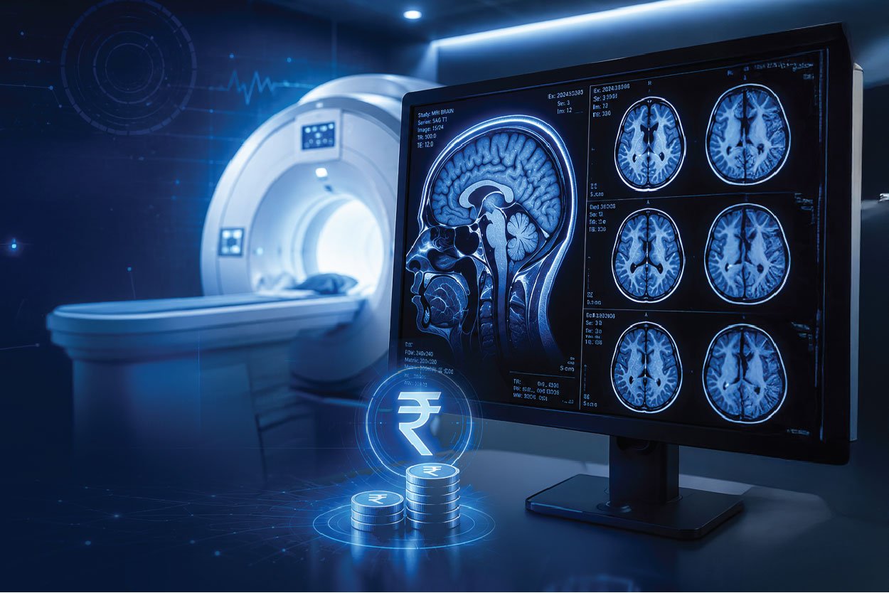 MRI brain scan price cost guide in India with Krsnaa Diagnostics booking screen